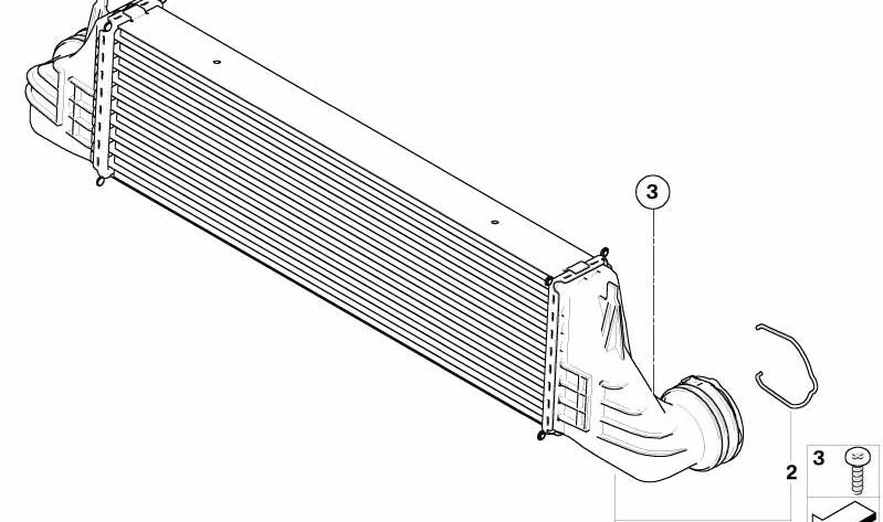 Intercooler OEM 17517791231 para BMW E53 X5. Substitua o radiador turbo ou o refrigerador de ar de admissão. BMW original.