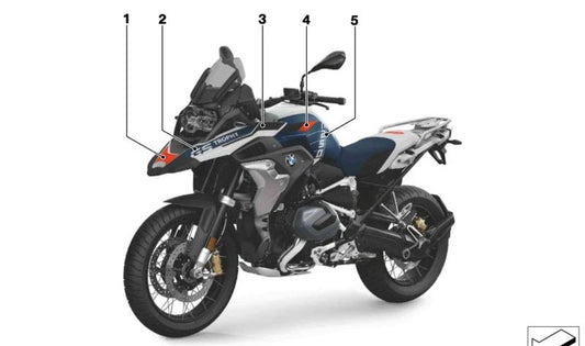 TROPHY right side trim decoration OEM 51147108612 for BMW R1250GS motorcycles (11/2019-07/2023). Original BMW Motorrad.