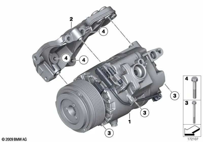 Compressore di aria condizionata per BMW F01, F02, E71. BMW originale. . BMW originale