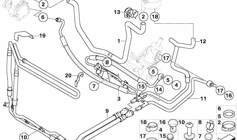 Conducto de retorno del refrigerador OEM 32416763639 para MINI R50 One D (2003-2006). Original MINI.