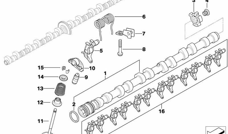 Kit di riparazione di camme intermedi per BMW 7 E65 Serie, E66 (OEM 11378645503). BMW originale
