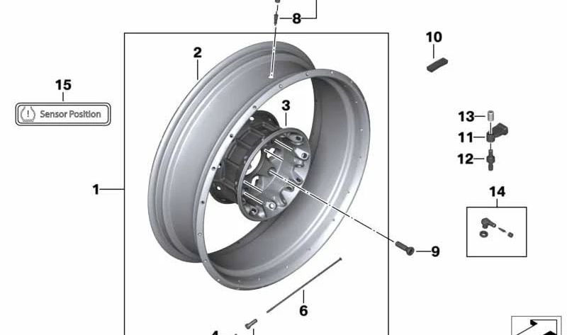 Llanta delantera plateada 4,5x17 OEM 36318526905 para motos BMW R1200GS, R1250GS. Original BMW Motorrad.