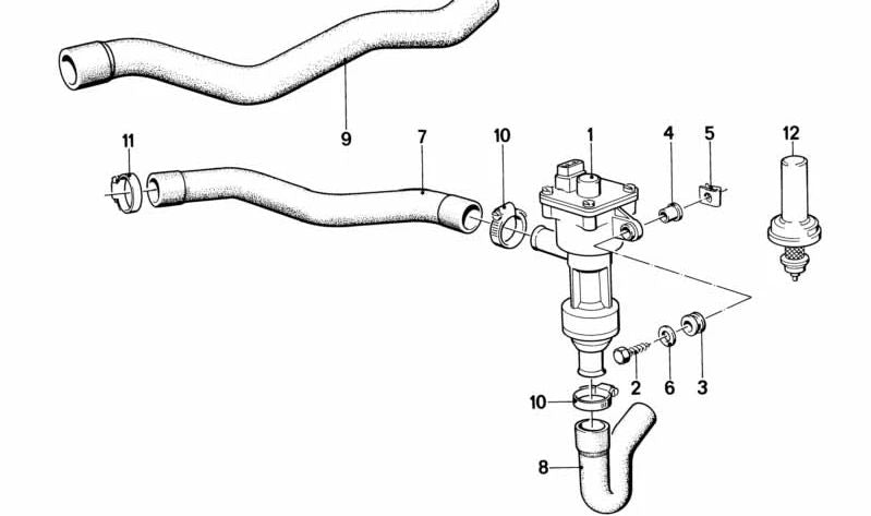 Tubo de agua calefacción OEM 64211374636 para BMW E28 (M5) y E24 (628CSi). Original BMW.