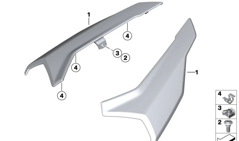 Pieza lateral trasera izquierda OEM 46639443393 para motos BMW S 1000 R (K63), M 1000 R (K66)... y más. Original BMW Motorrad.