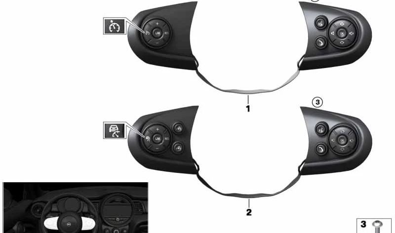 Interruptor de volante multifuncional OEM 61319360508 para MINI F56, F55. Original MINI.