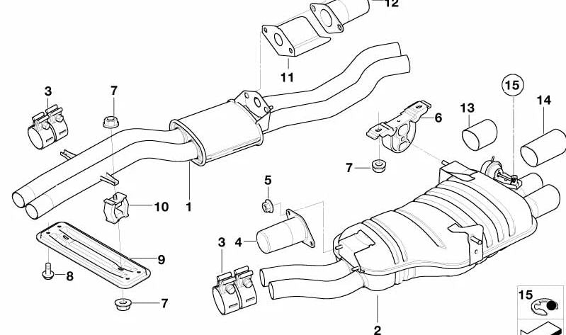 Amortiguador de vibraciones OEM 18107504361 para BMW E46. Pieza original BMW diseñada para reducir vibraciones en el sistema de escape.
