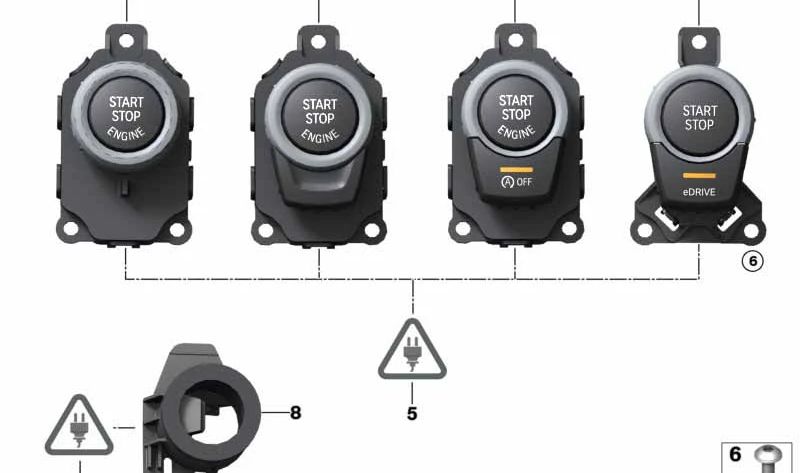 Botón Start/Stop OEM 61319153833 para BMW F07, F10, F10N, F11, F11N, F18, F18N, F12, F12N. Recambio original BMW.