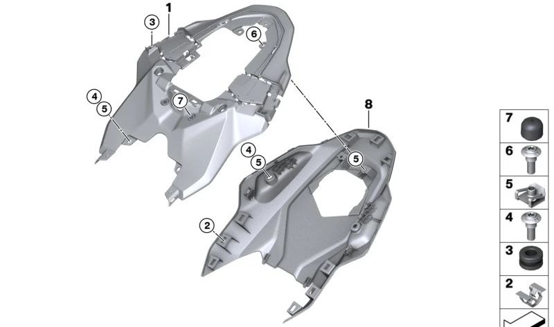 Parte trasera superior OEM 46631541910 para motos BMW S1000RR K67 (2021–2025), M1000RR K66 (2022–2025). Original BMW Motorrad.