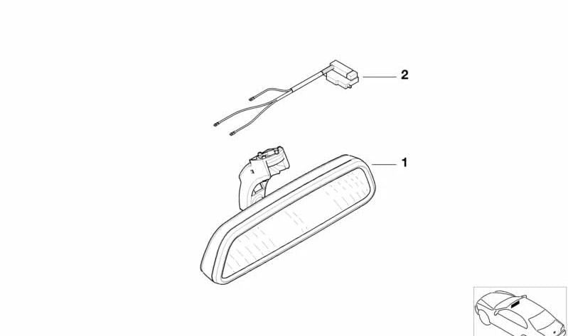 Manuelles Innenspiegel mit LED und Infrarot OEM 51168209149 für BMW E46 (316i al/an/er). Kompatibel mit manuellen und automatischen Versionen. Original BMW.