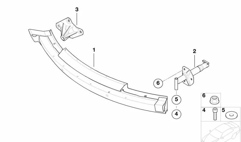 Soporte de parachoques delantero OEM 51118234228 para BMW E52. Original BMW.