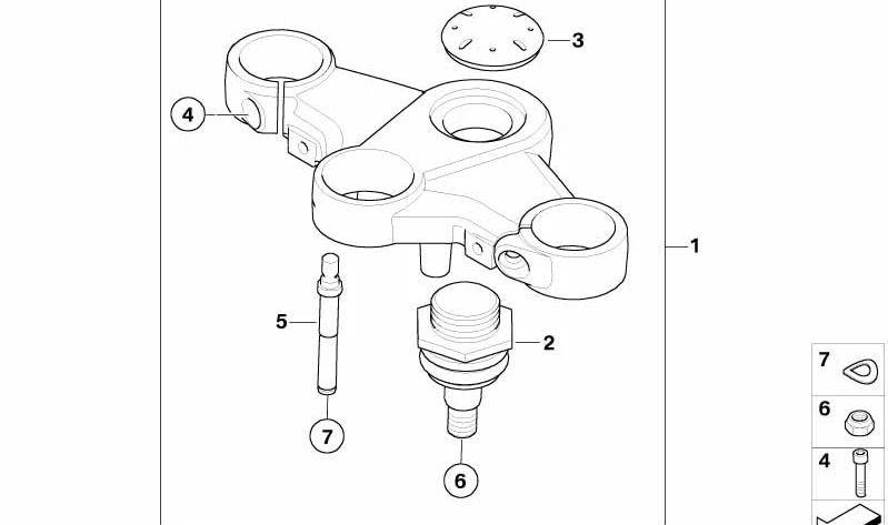 Perno de horquilla superior OEM 31427670289 para BMW Motorrad R 1200 ST (K28) 2003-2007. Original BMW Motorrad.