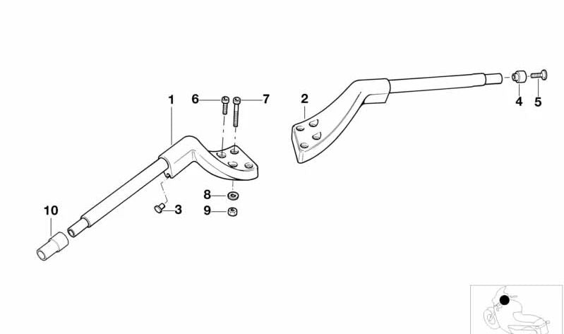 Amortiguador de vibración manillar cromo OEM 32712325624 para BMW R1100R, R850R. Original BMW Motorrad.
