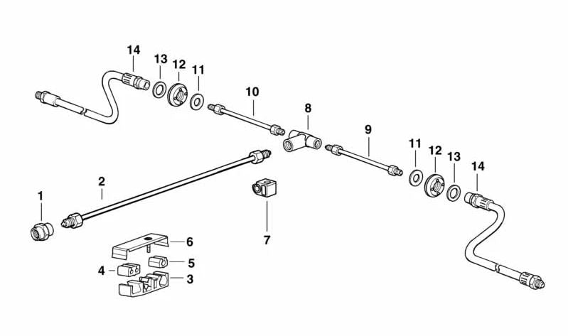 Tubo de freno OEM 34326755328 para BMW E21, E30, E36, E12, E34, E39, E38, E31, Z1. Original BMW.
