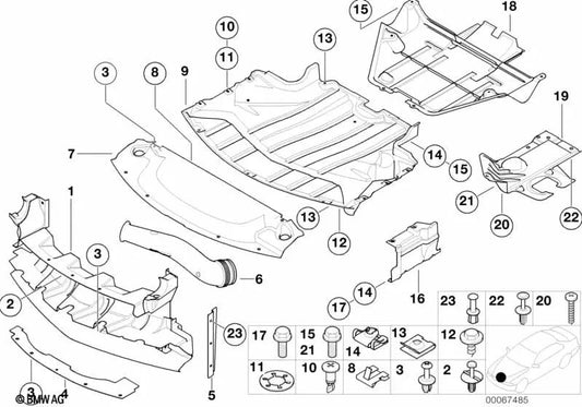 Junta guía de aire de refrigeración OEM 51717009443 para BMW Z8 E52 (12/1998 - 07/2003). Original BMW.