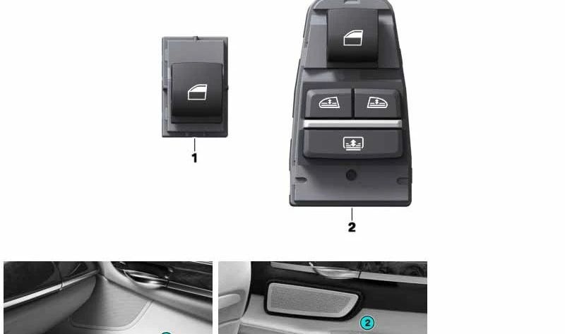 Interruptor elevalunas trasero OEM 61319352183 para BMW F01, F02, F04, F06, F07. Recambio original BMW.