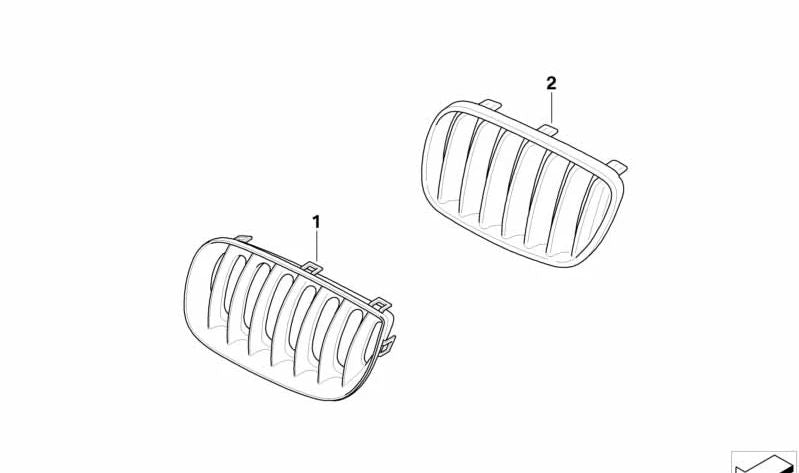 Rejilla embellecedora frontal derecha OEM 51133402910 para BMW E83. Original BMW.