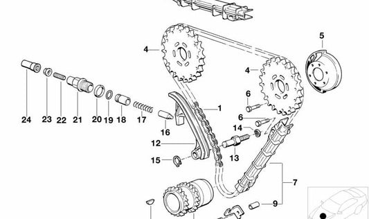 Tornillo prisionero M10x35 OEM 07119904675 para BMW E32, E38, E31. Repuesto original BMW. Ideal para componentes de la cadena de distribución y motor.