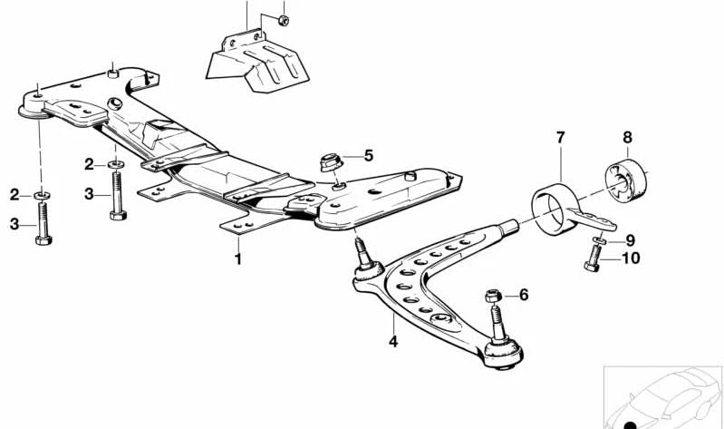 Right suspension support OEM 31122223027 for BMW E30, E36, E46, Z3. Original BMW.