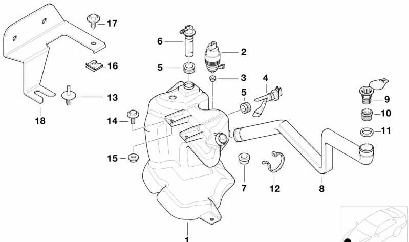Soporte limpiaparabrisas trasero OEM 61662228398 para BMW E36. Original BMW.
