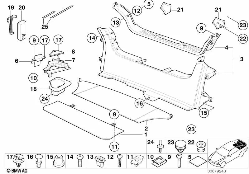 Cubierta de canal de agua izquierda OEM 51498401011 para BMW Z3 E36 2.8, 3.0, M3.2... y más. Original BMW.