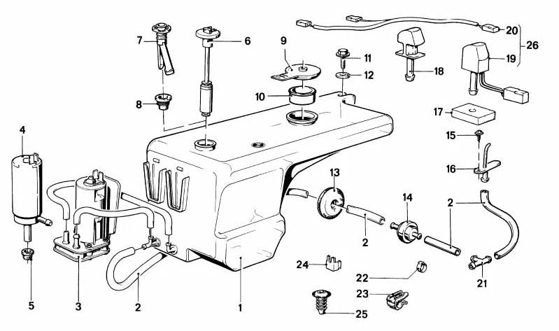Sensore di livello liquido OEM 61311367979 per BMW E23. BMW originale.