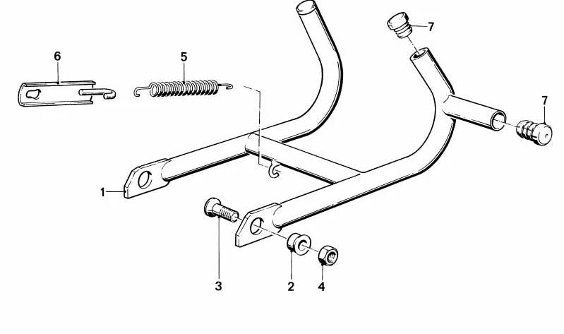 Caballete lateral OEM 46522301592 para BMW K1200S, K1300S, K1200R, K1300R. Repuesto original BMW.