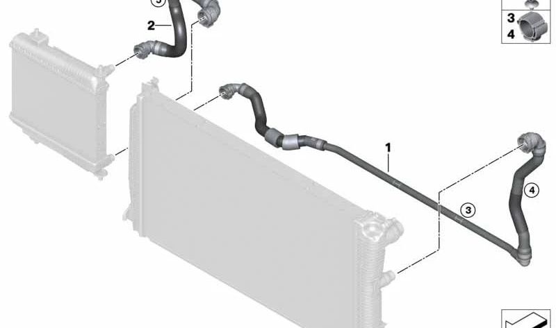 Tambuco di radiatore refrigerante per BMW G42, G20, G21N, G22, G23, G26 (OEM 17128654817). BMW originale