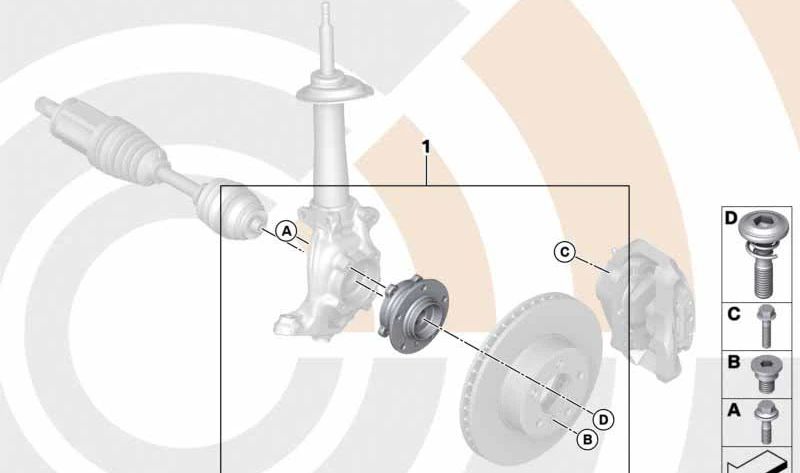 Kit de reparación rodamiento de rueda delantero OEM 31222409787 para BMW E84. Original BMW.