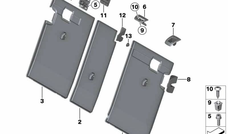 Remate de cerradura beige OEM 52207163492 para BMW Serie 3 E91, E91 LCI, X3 F25. Original BMW.