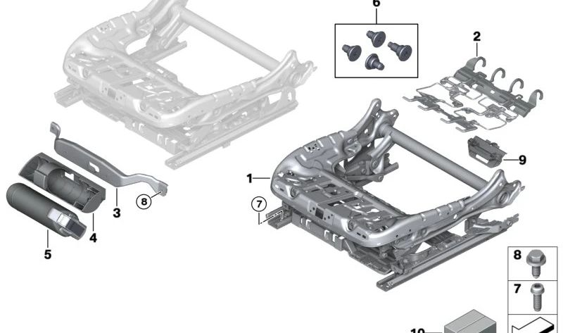 Mecanismo del asiento eléctrico izquierdo OEM 52109458843 para BMW i3 (I01). Original BMW.