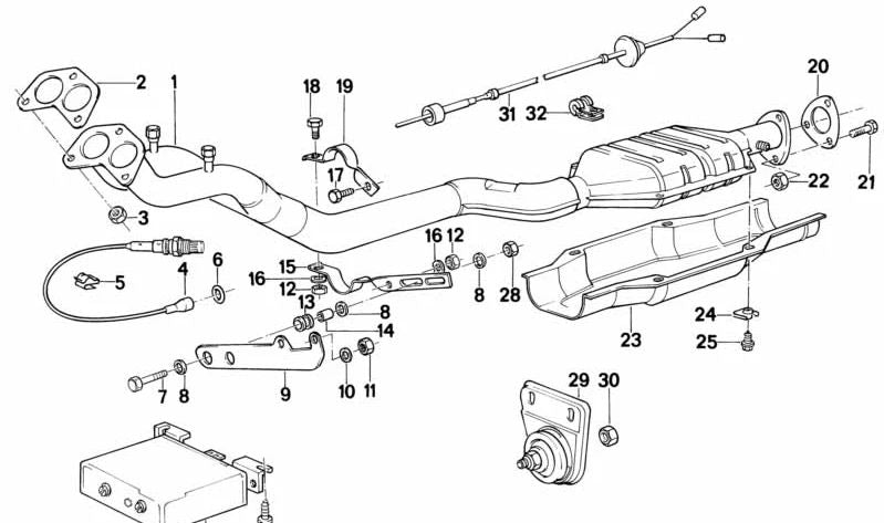 Panneau de protection thermique pour la série BMW 3 E21, 5 E28 Series (OEM 11791272701). BMW d'origine