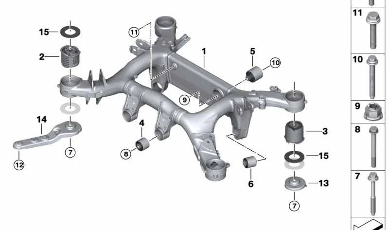 OEM 33316873232 Supporto posteriore dell'albero per BMW G14 e G15. BMW di riserva originale.