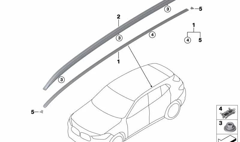 Moldura del techo imprimada izquierda OEM 51137479467 para BMW F39. Original BMW.