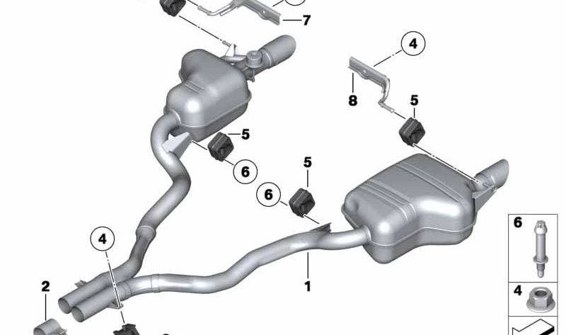 Escape trasero OEM 18307647055 para BMW Z4 E89 sDrive35is (2010-2016). Compatible con modelos LM11 y LM12 motor N54. Repuesto original BMW.