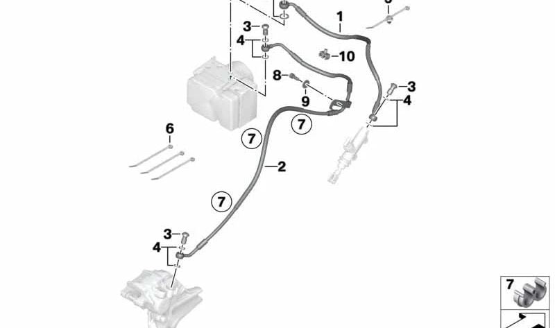 Tubería del circuito de freno posterior OEM 34328548850 para motos BMW S 1000 RR, S 1000 R. Original BMW Motorrad.
