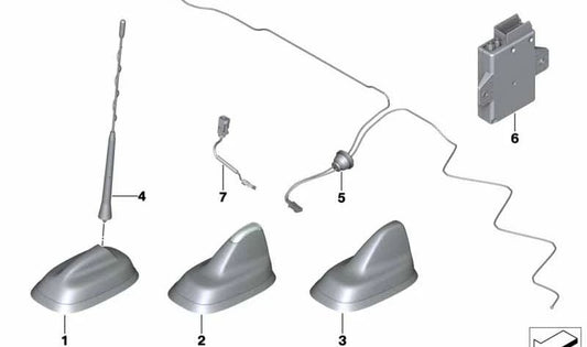 Antena de techo OEM 65208782590 para MINI F56, F55, Clubman F54, Countryman F60... y más. Original MINI.