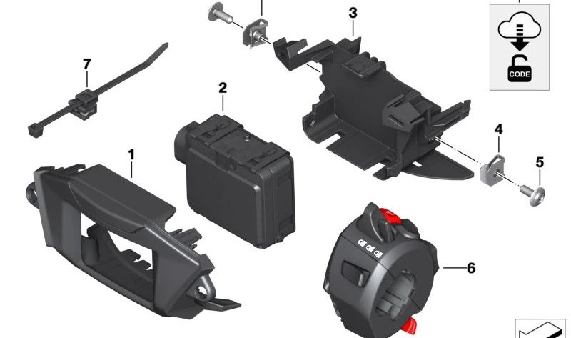 Interruptor izquierdo OEM 61319467943 para BMW Motorrad R 1250 RT (RK52, 0L01A74) 2020-2023. Recambio original BMW Motorrad.