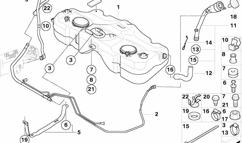 Tubo de ventilación combustible OEM 16126765914 para MINI R50, R52, R53. Original MINI.