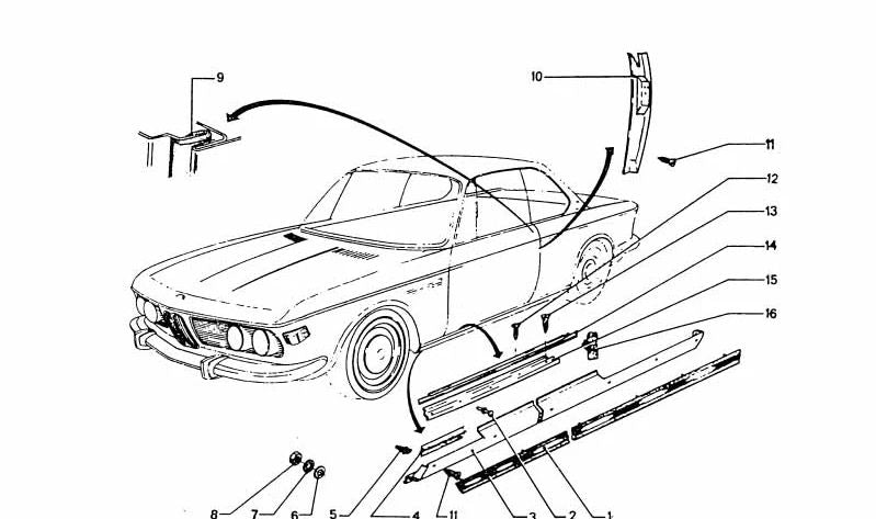 Guía embellecedora OEM 51131827359 para BMW E30. Pieza original BMW.