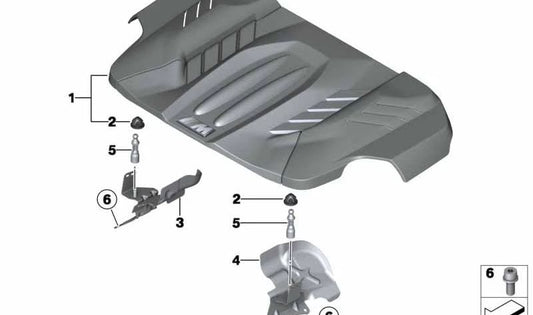 Soporte de cubierta OEM 13717847579 para BMW F10, F06, F12, F13 (modelos M5 y M6 con motor S63T). Original BMW.