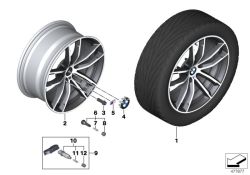 M aluminum double-spoke wheel 662 rear OEM 36117855082 for BMW G30, G31 Touring. Genuine BMW.