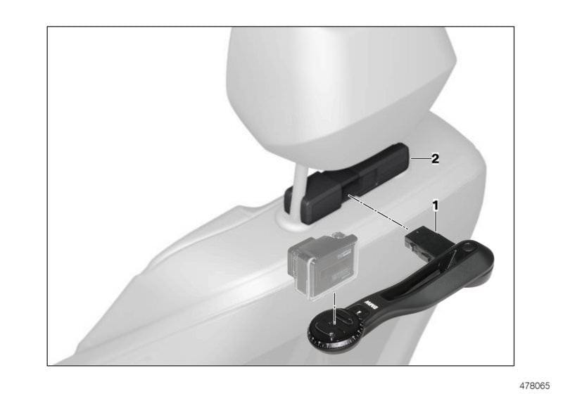 Soporte cámara GoPro OEM 51952405468 para BMW {E81,E82,E87,E88,F20,F21,F40,F22,F23,F44,F45,F46,F87,E90,E91,E92,E93,F30,F31,F34,G20,G21,F32,F33,F36,E60,E61,F07,F10,F11,G30,G31,E63,E64,F06,F12,F13,G32,E65,E66,F01,F02,F04,G11,G12,E84,F48,F39,E83,F25,G0