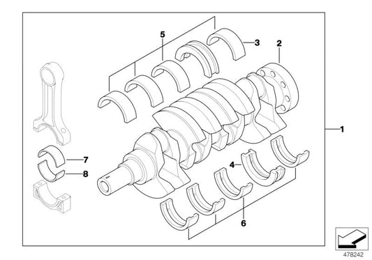Cojinete de bancada blanco OEM 11217787734 para BMW E87, E46, E90, E91, E60, E61, E65, X3 E83, X5 E53. Pieza original BMW.