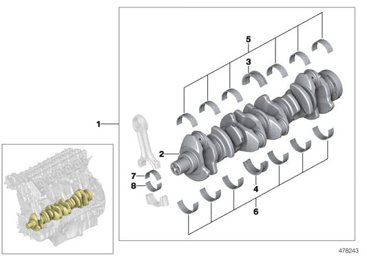Cojinete de bancada blanco OEM 11217787734 para BMW E87, E46, E90, E91, E60, E61, E65, X3 E83, X5 E53. Pieza original BMW.