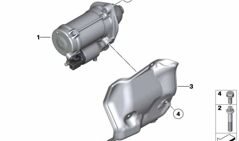 Motor de arranque OEM 12417566337 para BMW F01, F01N, F02, F02N. Repuesto original BMW.