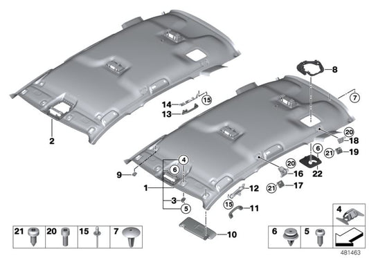 Clip de expansión (color gris Everest) OEM 51447280933 para BMW F20, F21, F40, F46. Pieza original BMW. Ideal para fijar el revestimiento del techo y otros acabados interiores.