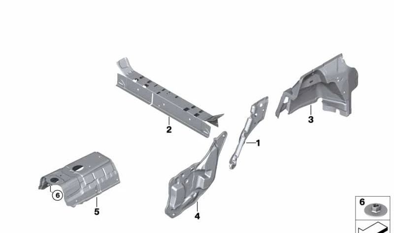 Passagem da roda do isolador acústico OEM esquerdo OEM 51487331493 para BMW F48. BMW original.