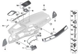 Capa lateral do passageiro I-Tafel Fineline/Metal para BMW Série 7 G11, G12 (OEM 51456992299). BMW original