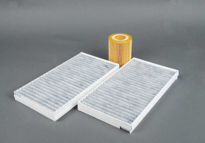 Kit de Inspección Value Line OEM 88002334979 para BMW E60, E61. Incluye 1 filtro de aceite y 2 filtros de habitáculo de carbón activo. Original BMW.