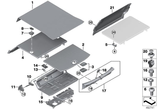 OEM 51477396932 Tampa do tronco para BMW F90 (M5, M5 CS) e G30 (518D). BMW original.